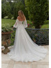 Beaded Ivory Lace Tulle Fairytale Wedding Dress With Detachable Sleeves